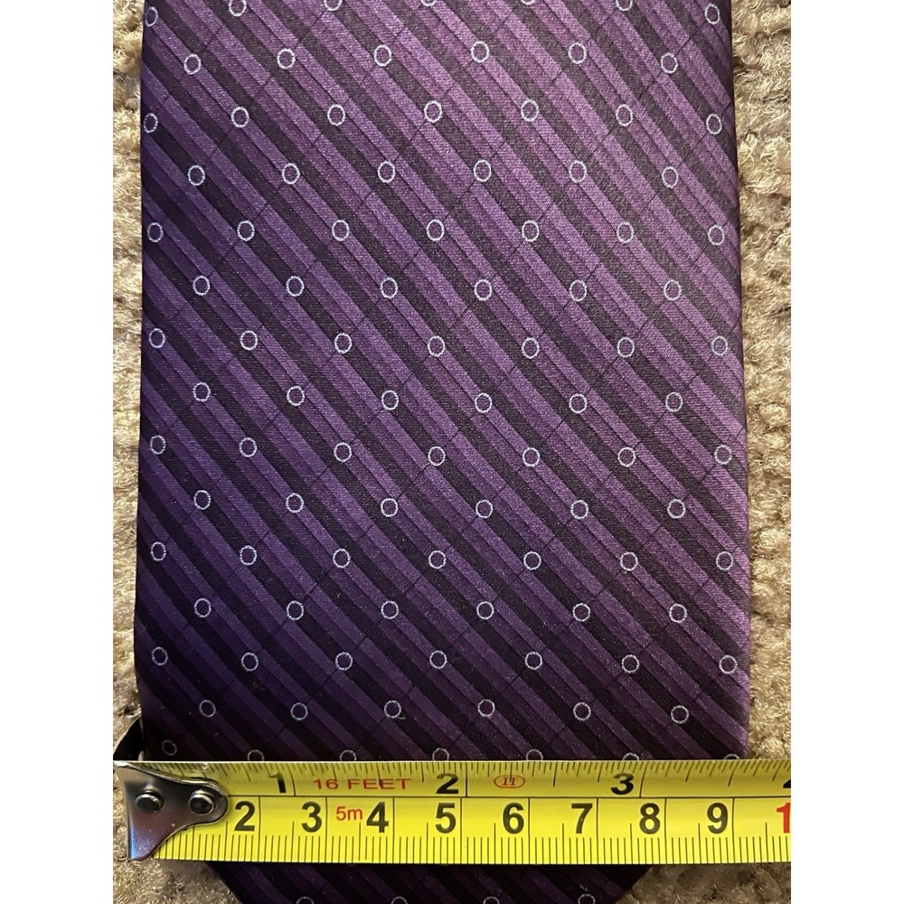 Via Europa Neckwear Tie Purple Black Diagonal Striped AOP 100% Silk JBHS - Picture 5 of 5